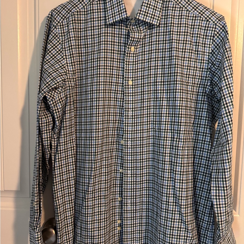 Club Room Light Blue, Black and White Plaid Shirt